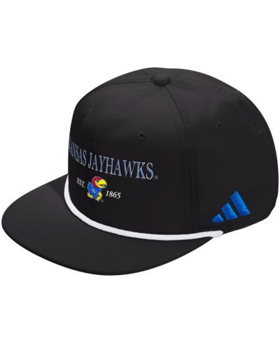 Регулируемая кепка Adidas Black Kansas Jayhawks Seasonal Rope, для мужчин и женщин