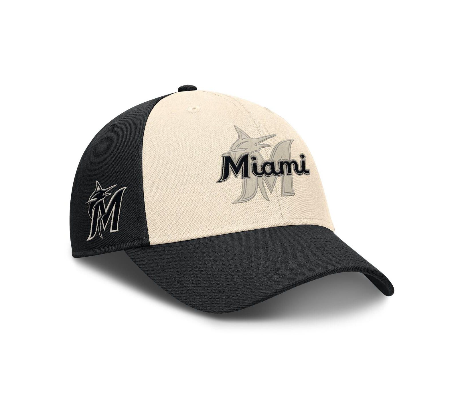 Nike Men's Black/Natural Miami Marlins Statement Club Performance Adjustable Hat