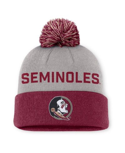 Мужская вязаная шапка Nike Florida State Seminoles Primetime Peak с помпоном Gray/Garnet