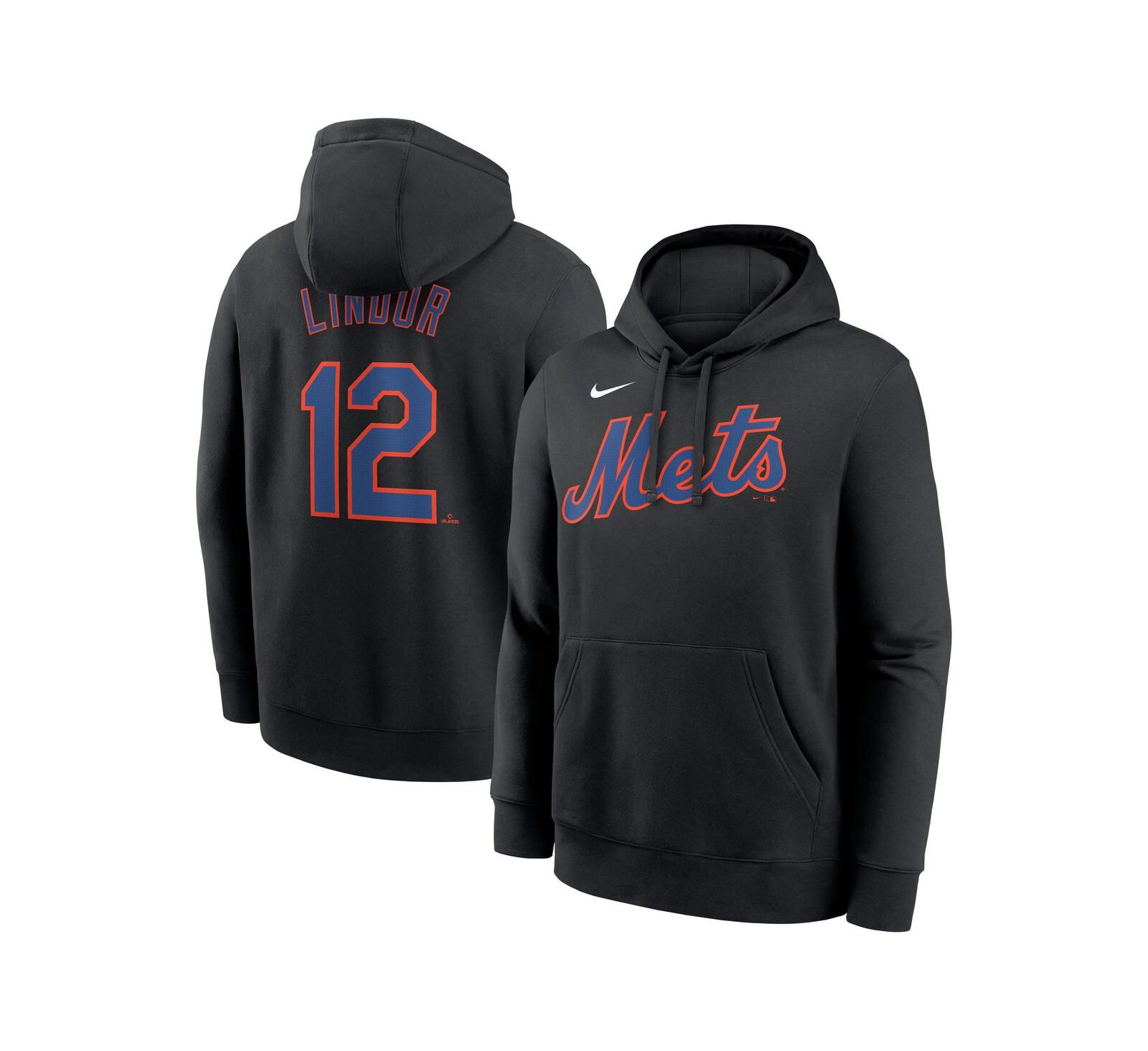 Nike Men's Francisco Lindor Black New York Mets Player Name & Number Club Pullover Hoodie