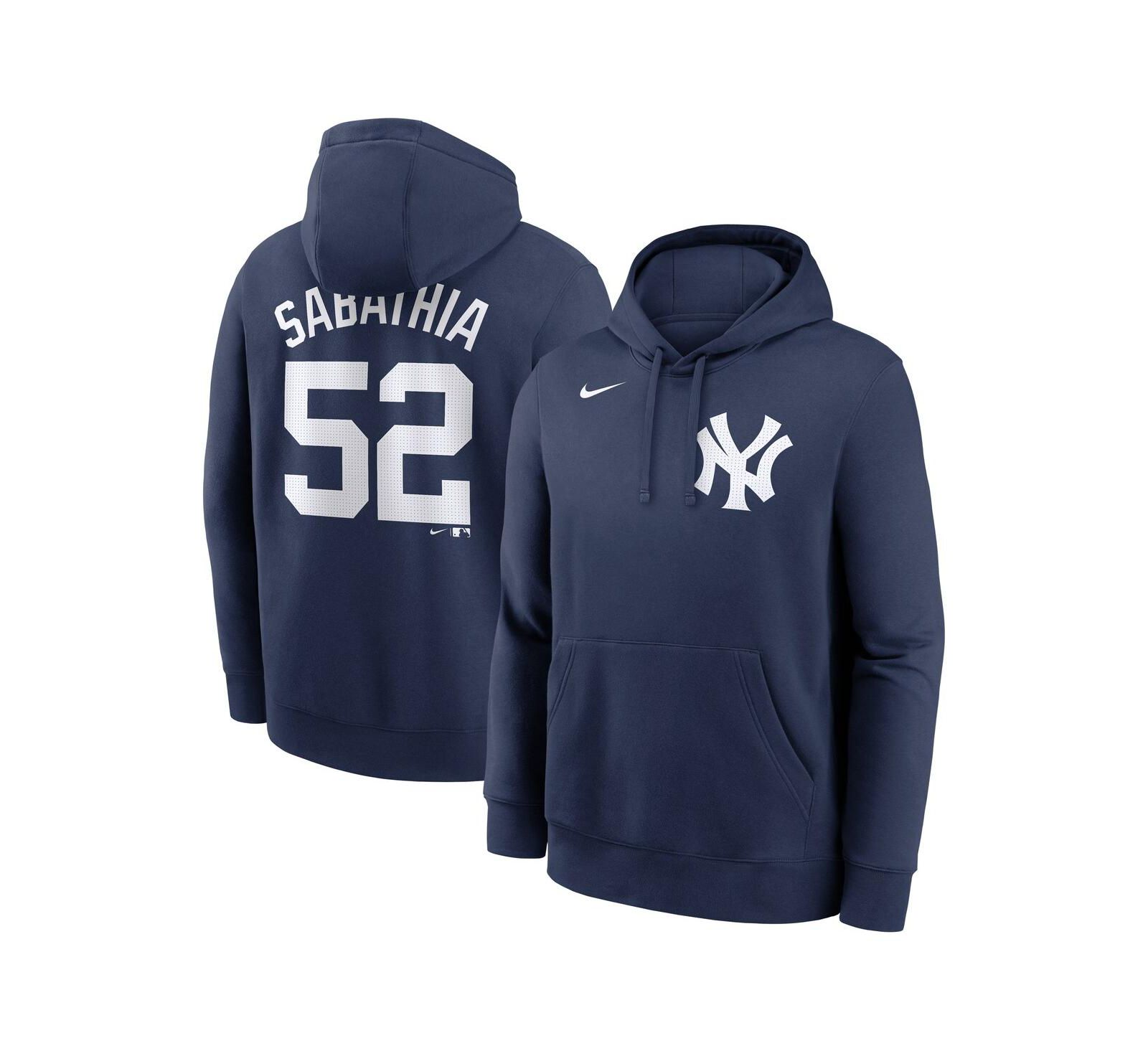 Мужская толстовка Nike CC Sabathia Navy New York Yankees Retired Player Name & Number Club Pullover Hoodie