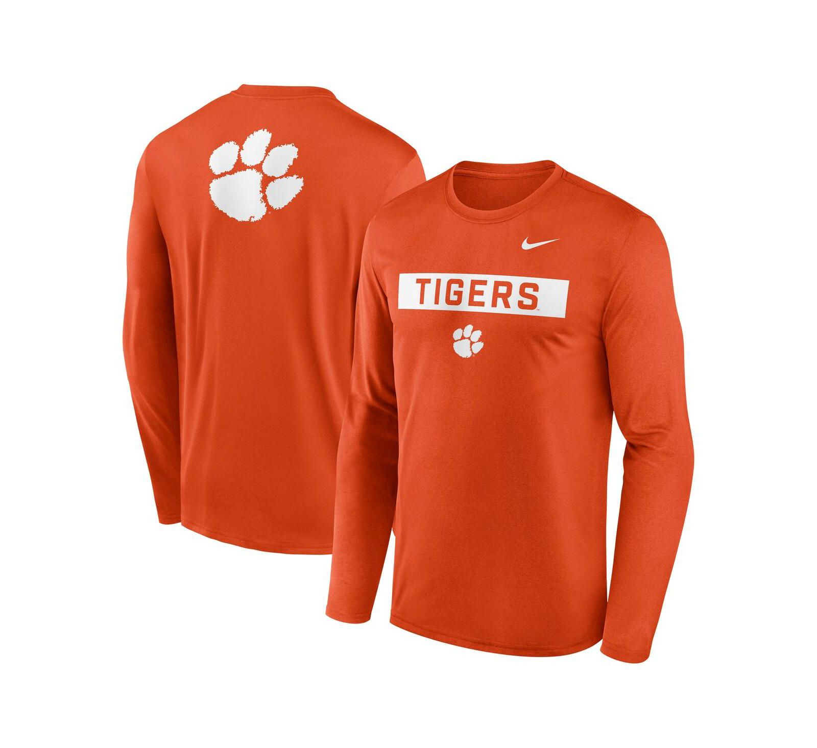 Nike мужская футболка с длинным рукавом Clemson Tigers Primetime Campus оранжевая