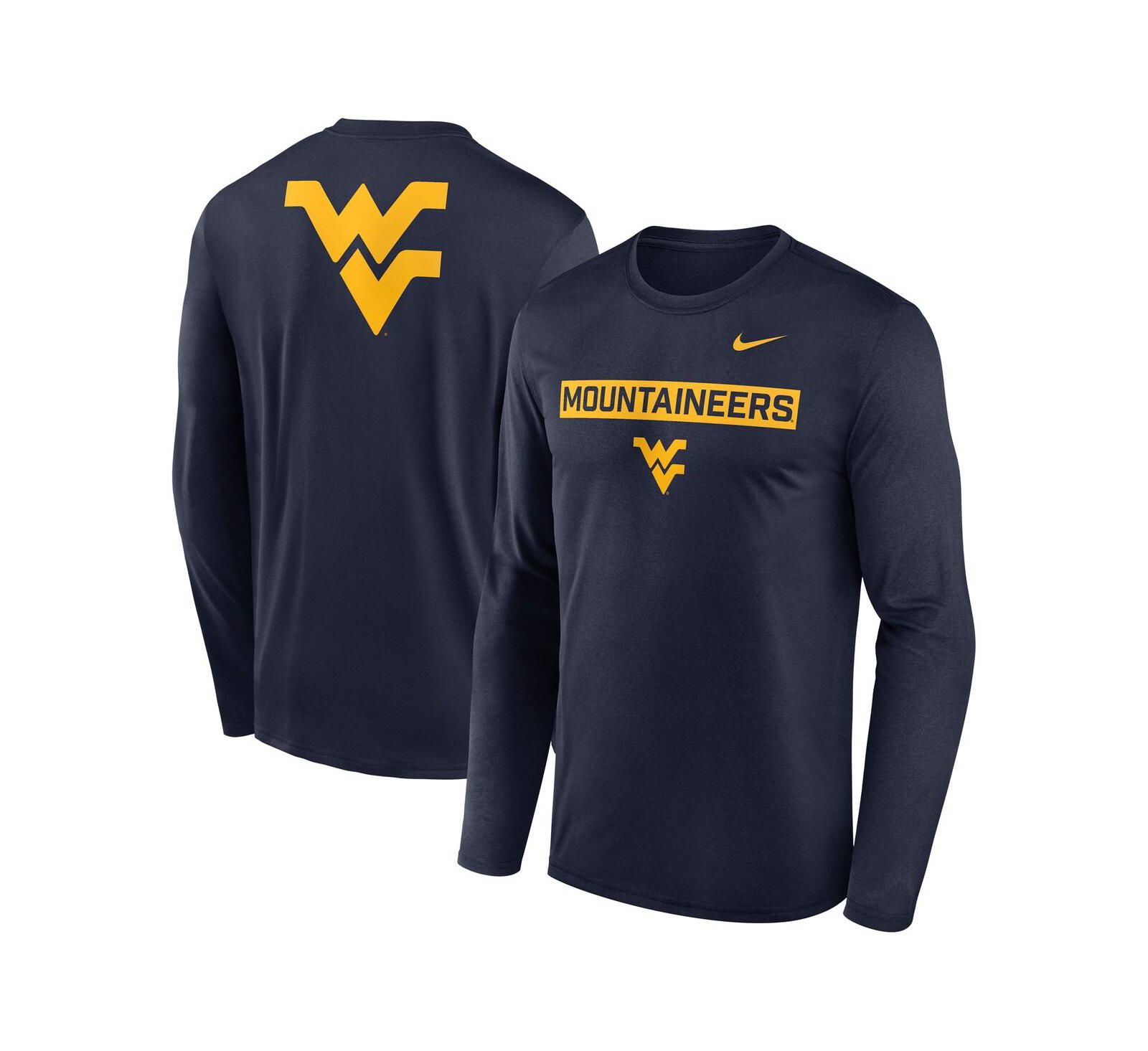 Мужская футболка Nike West Virginia Mountaineers Primetime Campus 2-Hit Legend Long Sleeve Navy