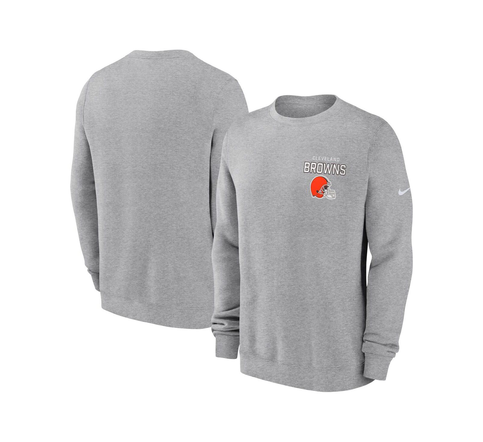 Nike Men's Heather Gray Cleveland Browns Primetime Club Fleece Pullover Sweatshirt