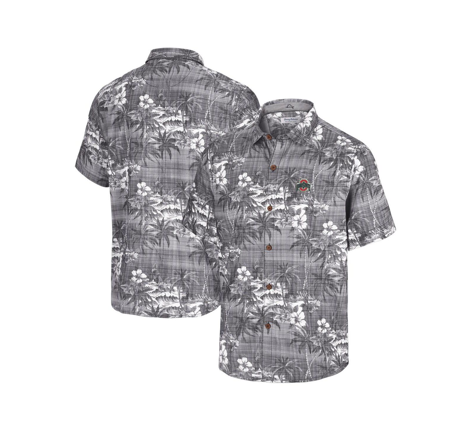 Tommy Bahama Men's Black Ohio State Buckeyes Coconut Point Isla Palmetta Camp Button-Up Shirt