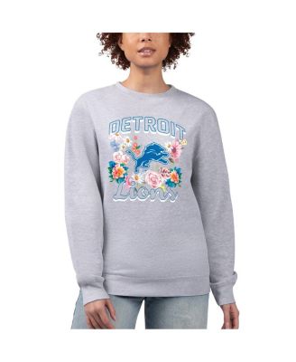 G-III 4Her by Carl Banks Women's Heather Gray Detroit Lions Flower Logo Graphic Fleece Pullover Sweatshirt