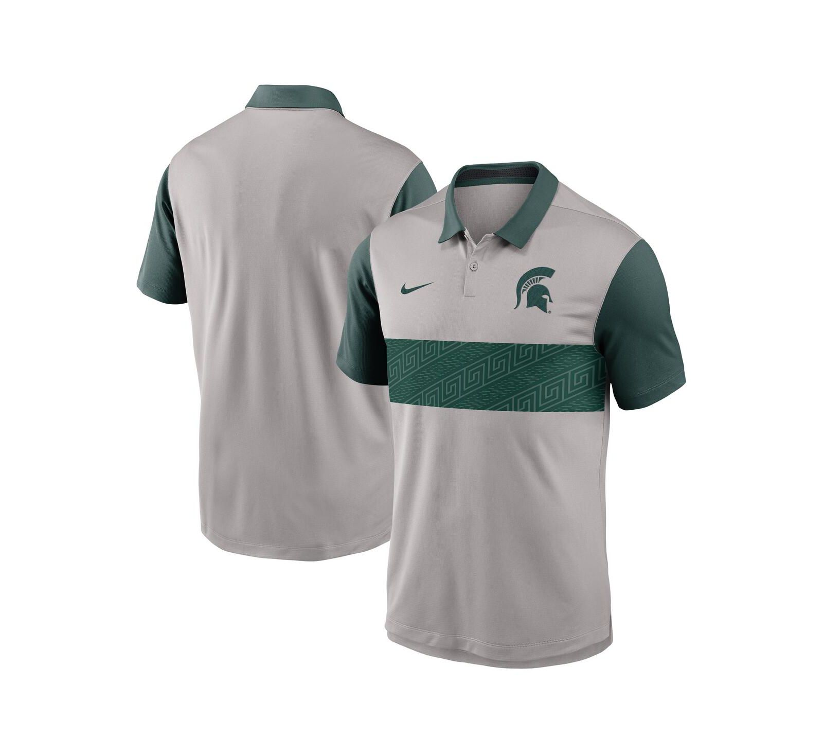 Nike Мужская рубашка-поло Michigan State Spartans Vapor Performance серая/зеленая