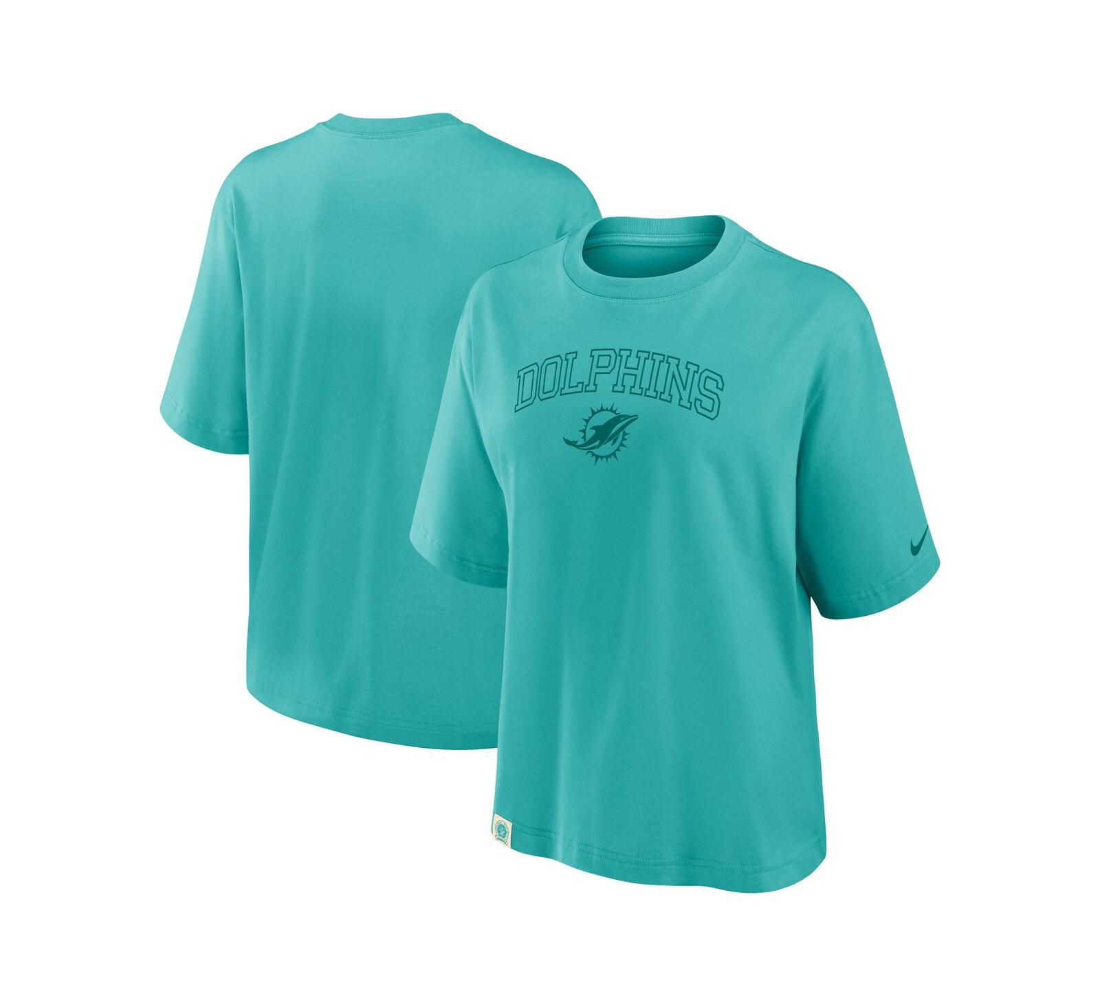 Женская футболка Nike Aqua Miami Dolphins Glory Arch Boxy T-Shirt