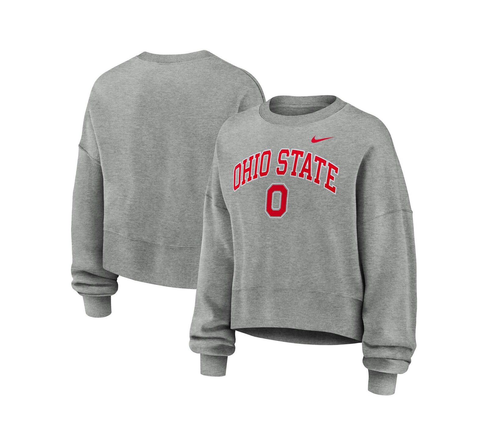 Женское оверсайз худи Nike Heather Gray Ohio State Buckeyes