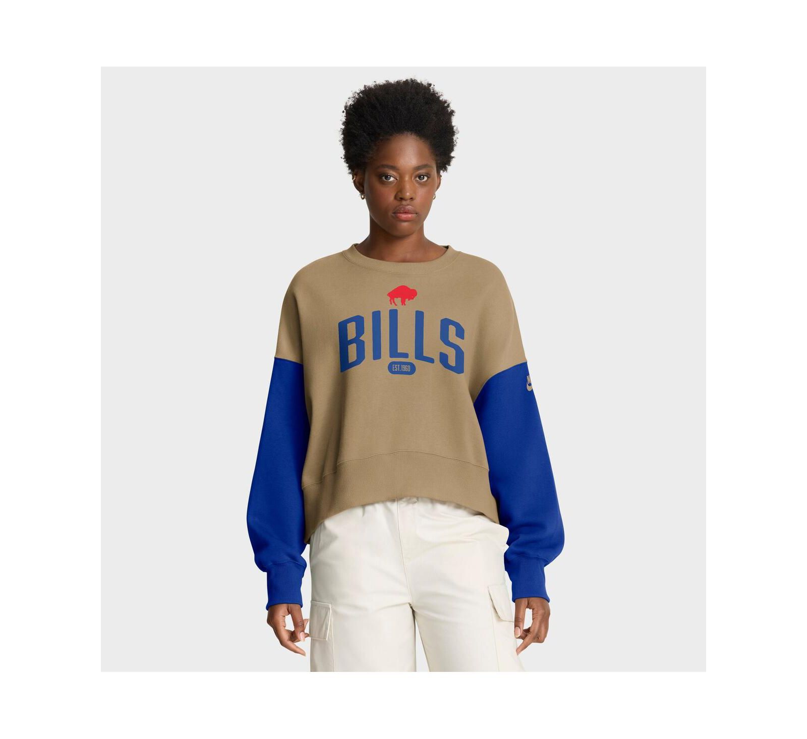 Свитшот Nike Women's Tan Buffalo Bills Oversized Rewind Pullover