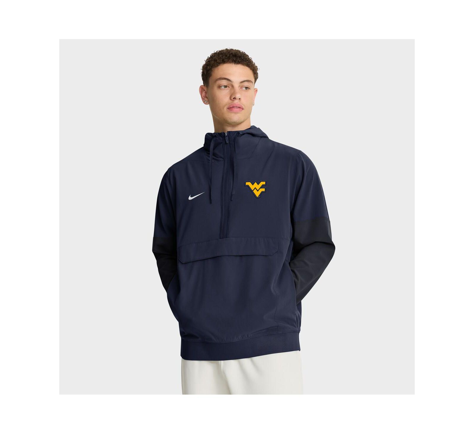 Куртка-анорак Nike Men's Navy West Virginia Mountaineers Half-Zip Hoodie Мужская