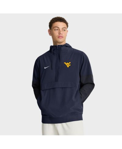 Куртка-анорак Nike Men's Navy West Virginia Mountaineers Half-Zip Hoodie Мужская