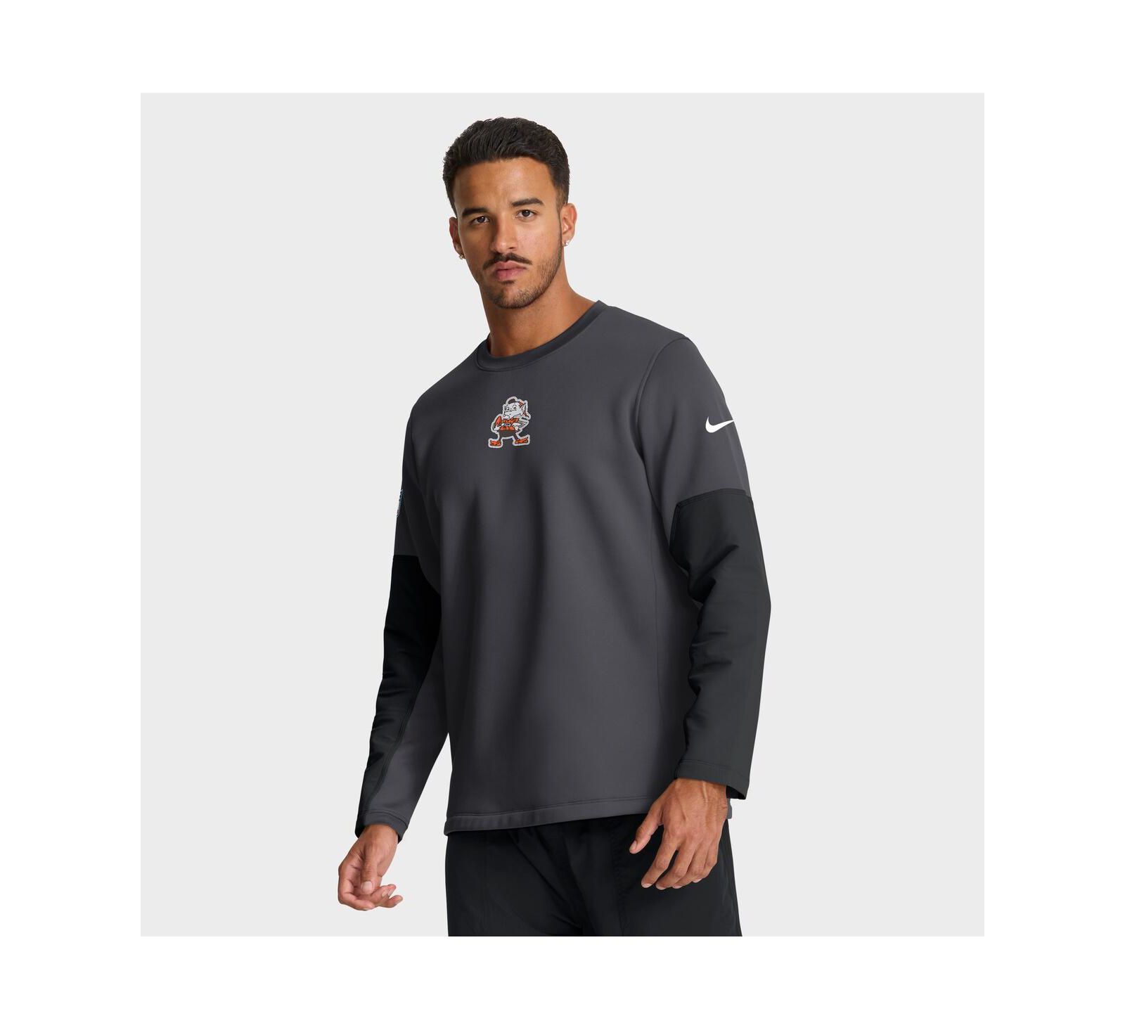 Мужская футболка Nike Cleveland Browns Sideline Scripted to Win Performance с длинным рукавом, цвет Anthracite