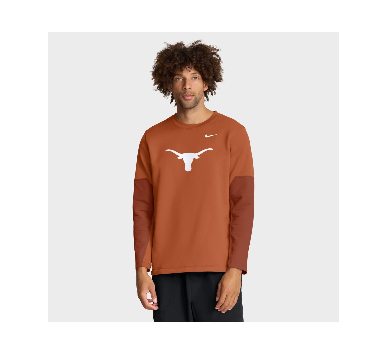 Мужская футболка Nike Texas Longhorns 2025 Sideline Coach Performance с длинным рукавом