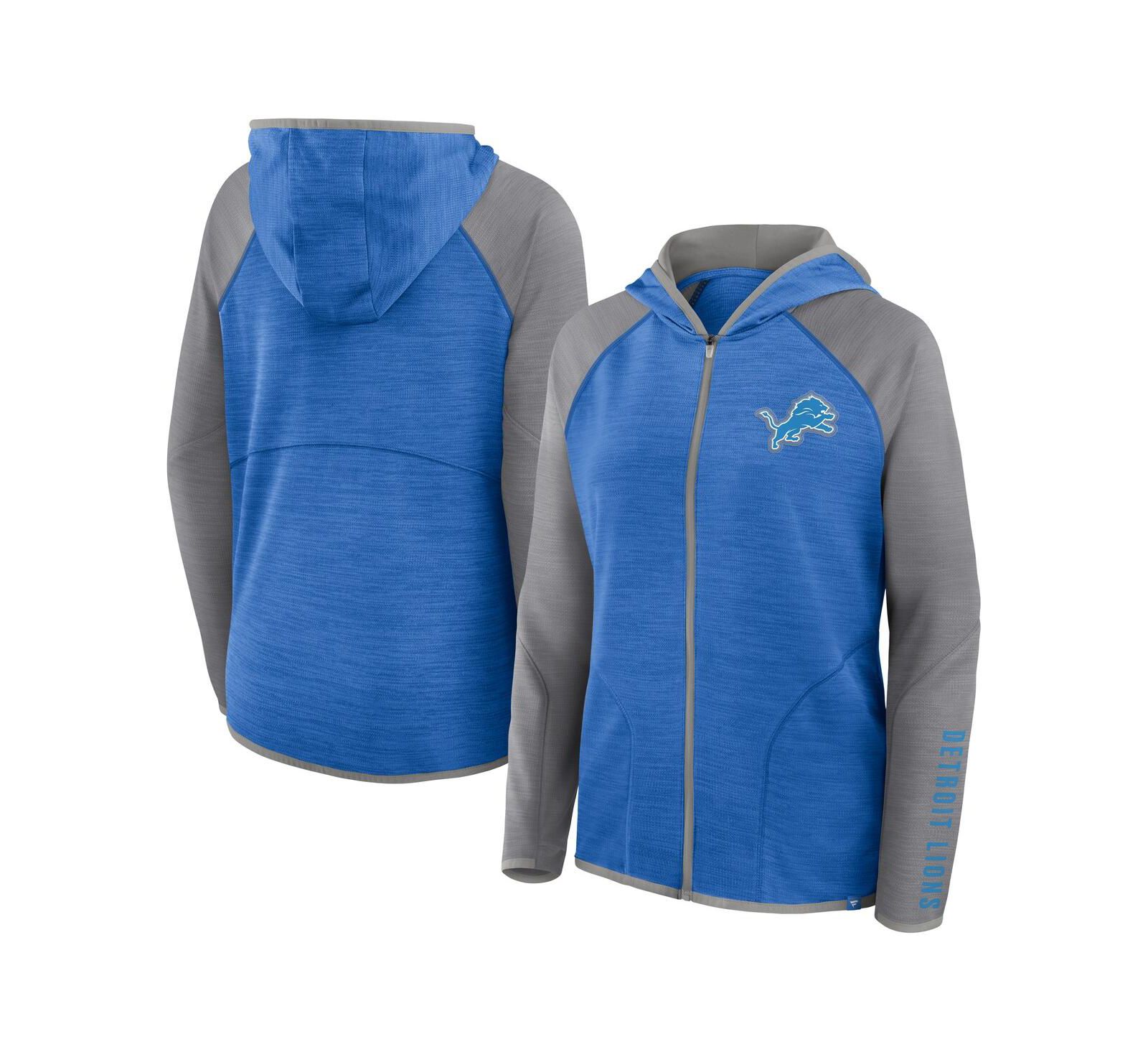 Fanatics Женское сине-серое худи Raglan Full-Zip Detroit Lions Redzone End Around Pass