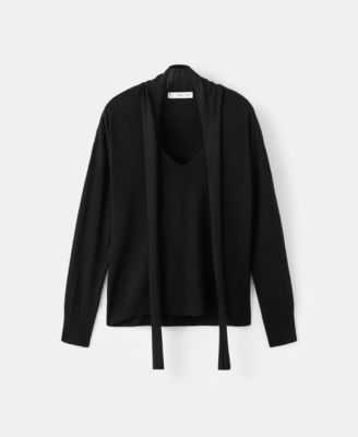 Mango Women's Scarf Detail V-Neck Sweater