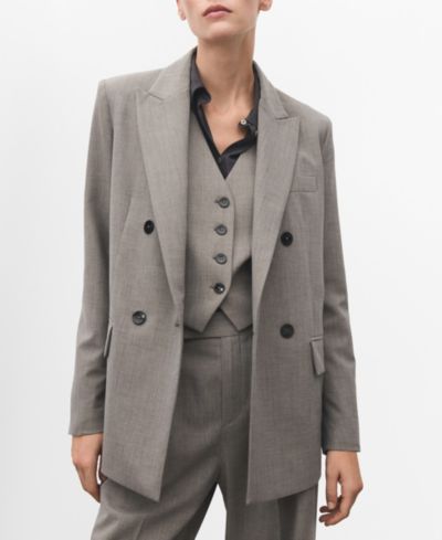 Mango Women's Double-Breasted Wool Blend Blazer