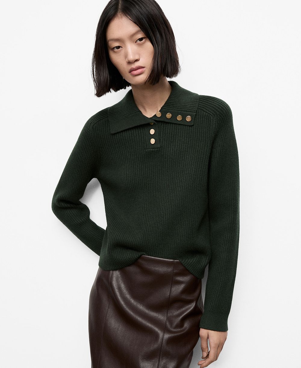 Женский джемпер Mango Ribbed Polo-Neck Buttons