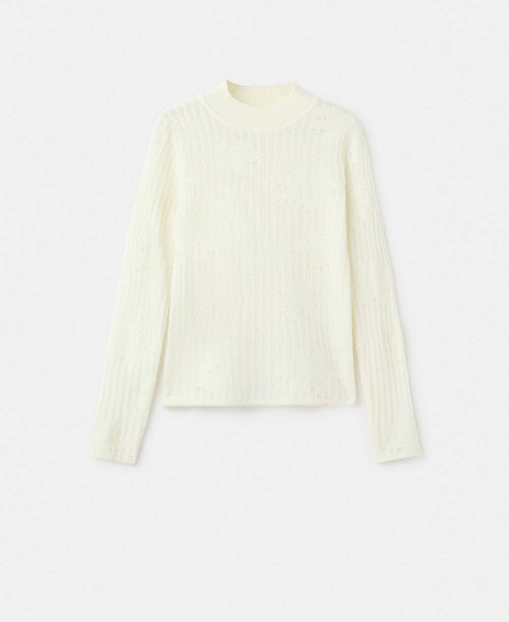 Mango Women's Openwork Knitted Floral Sweater