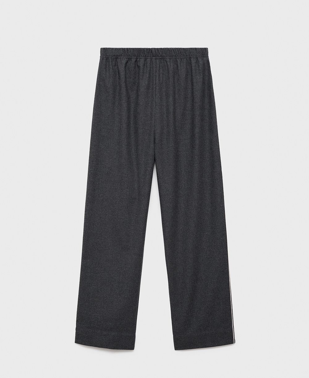 Mango Women's Contrast Piping Cotton Flannel Pants