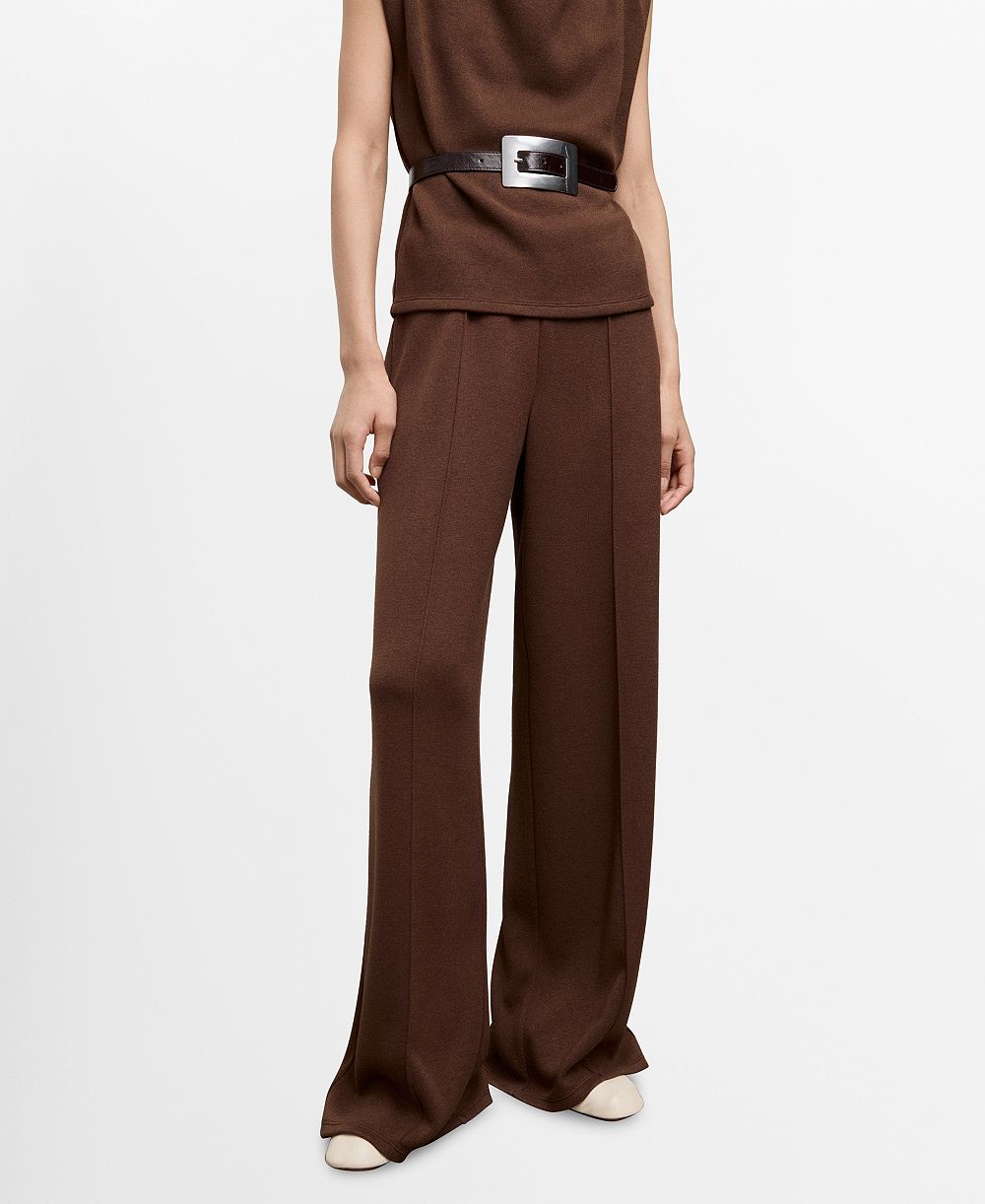 Mango Women's Seam-Detail Straight-Fit Pants