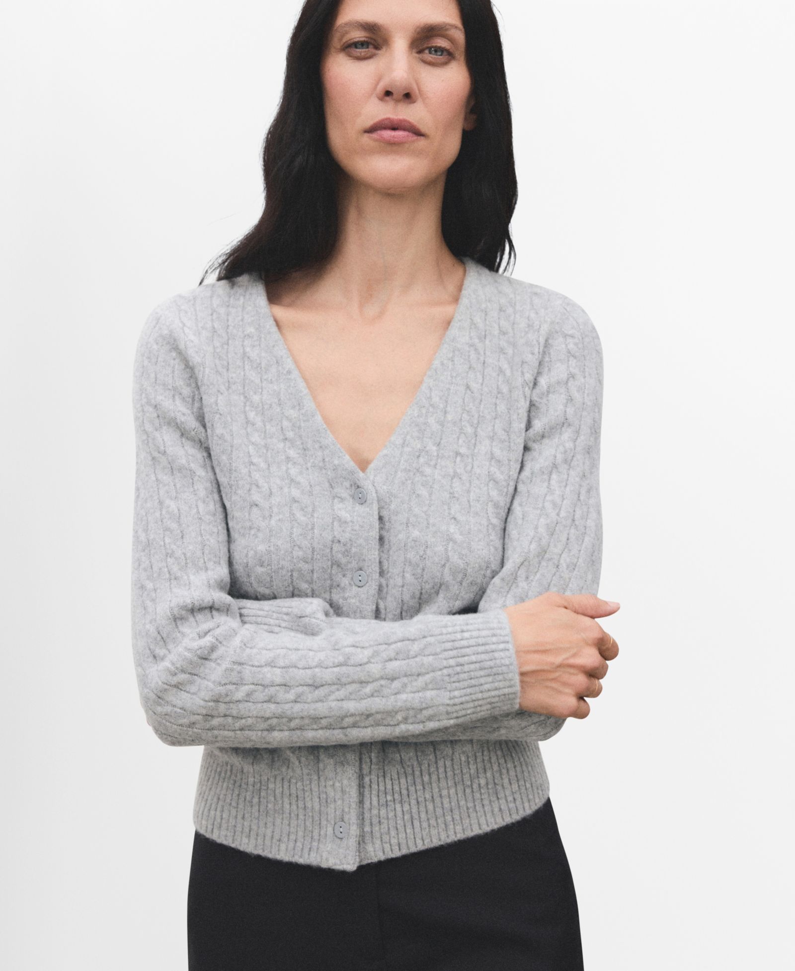 Mango Женский вязаный кардиган с косыми вязками
