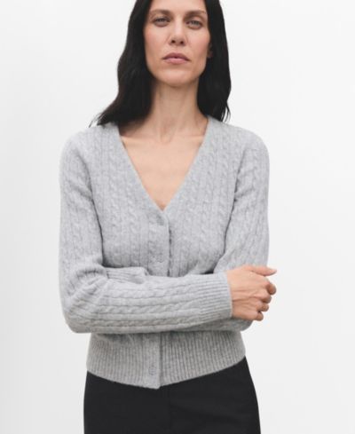 Mango Women's Knitted Braided Cardigan Sweater