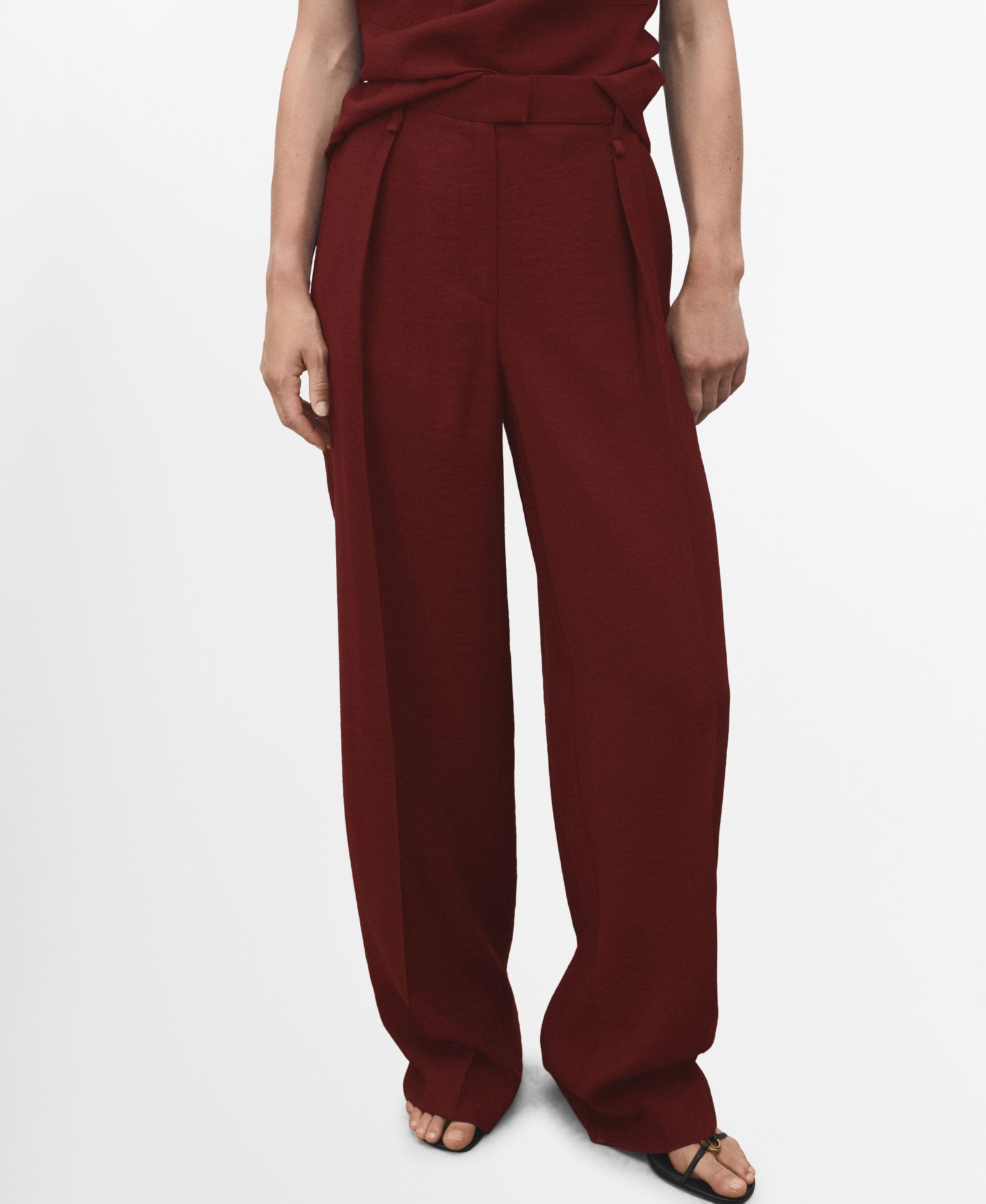 Mango Women's Straight-Fit Pleated Pants