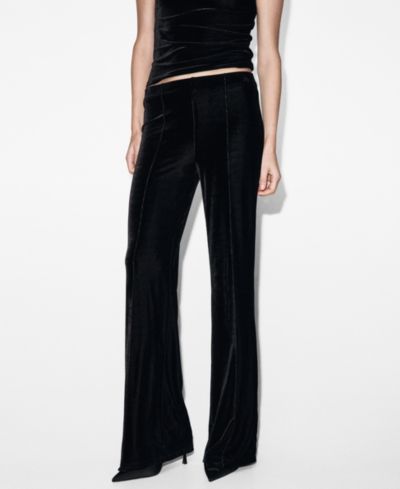 Mango Women's Seam Detail Velvet Pants