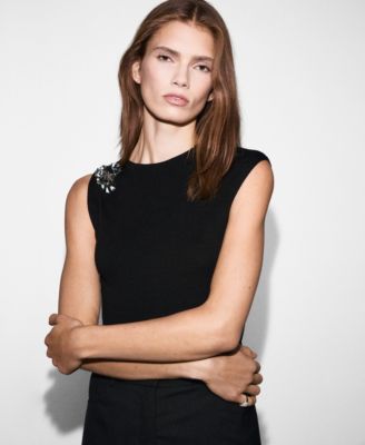 Женский трикотажный топ Mango Metallic Flower