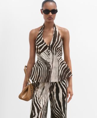 Жилет Mango Women's Zebra-Print Linen