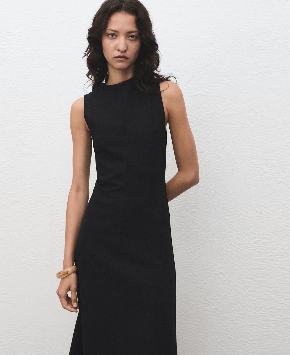 Mango Women's Stitching Detail Midi Dress