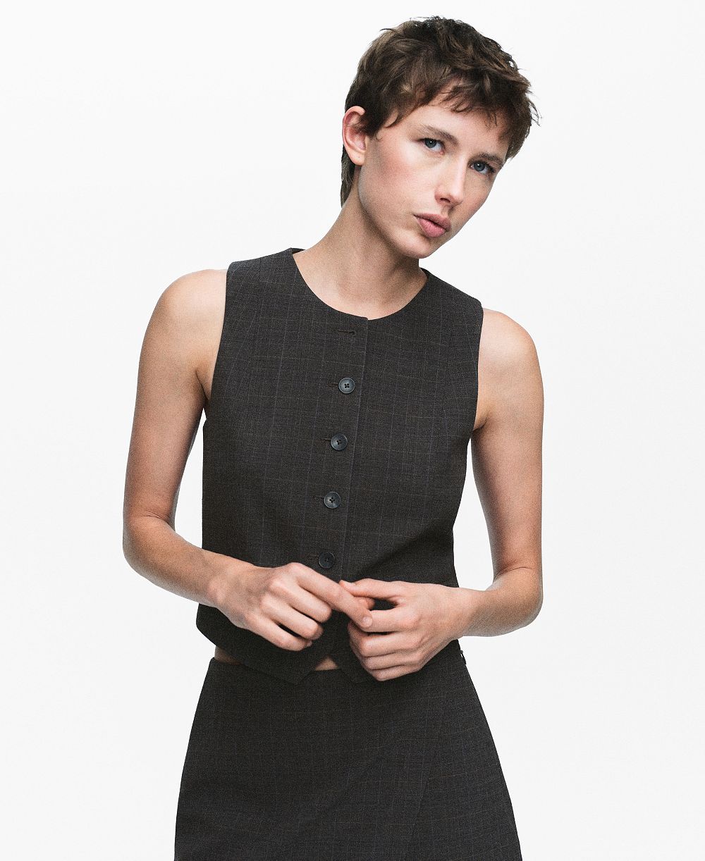 Mango Women's Check Suit Vest