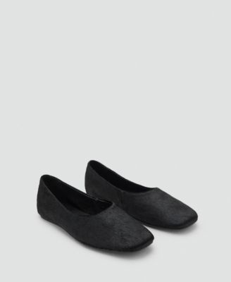 Mango Women's Leather And Faux Fur Shoes
