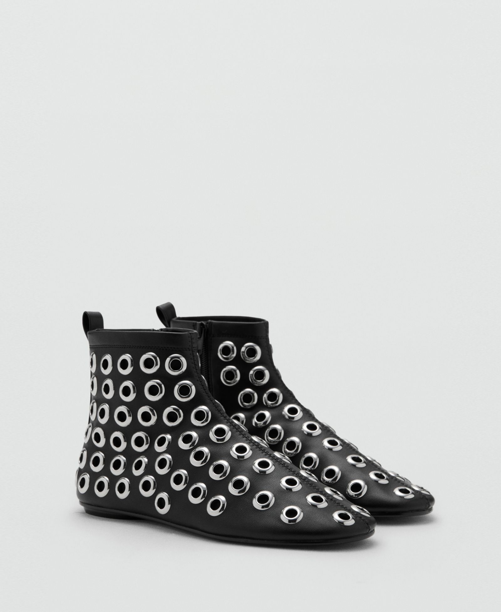 Mango Women's Eyelets Leather-Effect Ankle Boots
