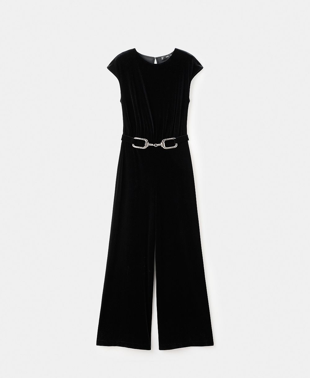 Mango Women's Velvet Belt Jumpsuit