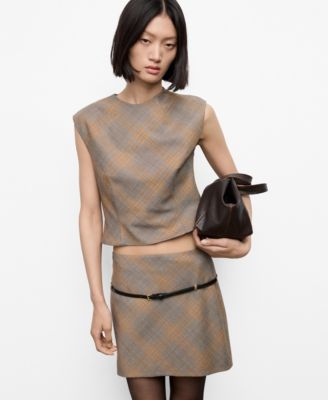 Mango Women's Belt Checked Skirt