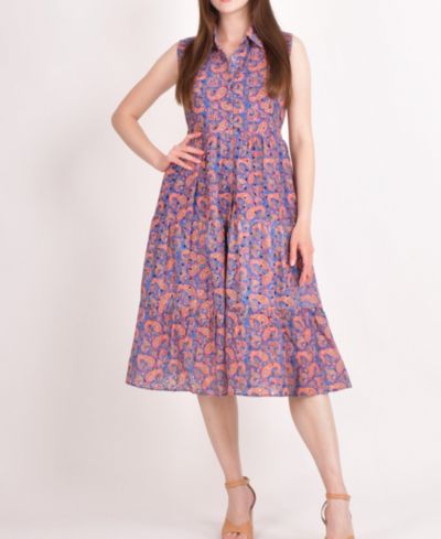 RAAS Women's Embroidered Tiered Midi Dress