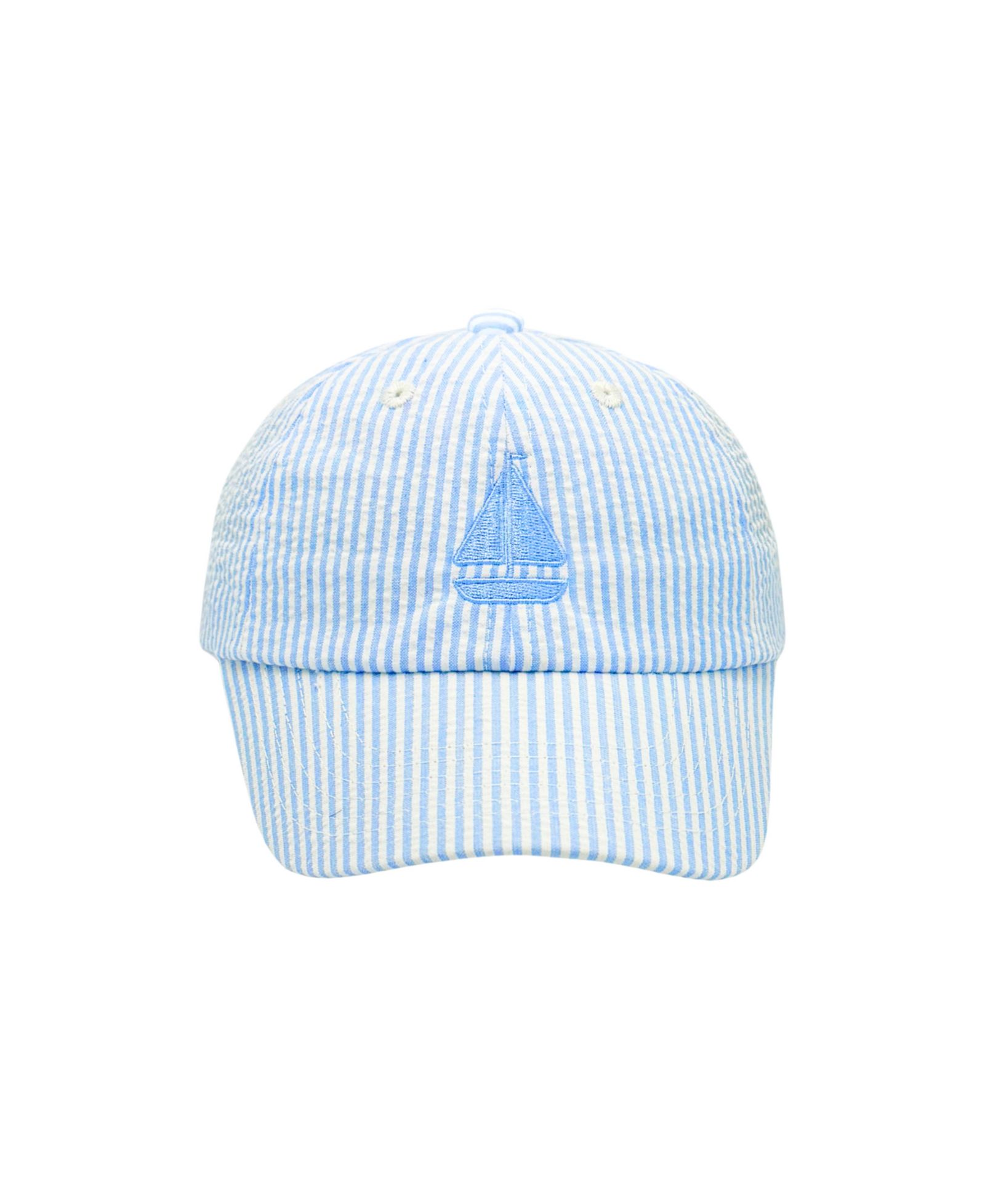 Детская бейсболка Bits & Bows Seersucker Sailboat Blue