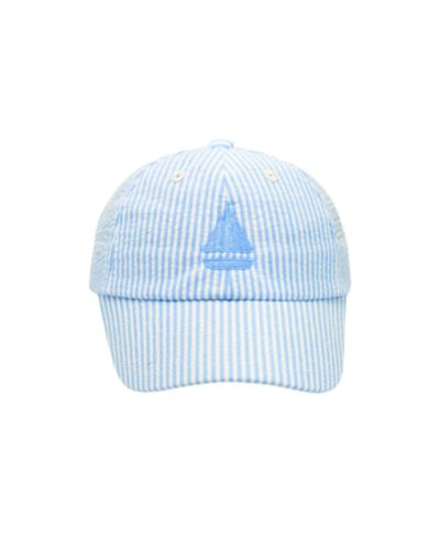 Детская бейсболка Bits & Bows Seersucker Sailboat Blue