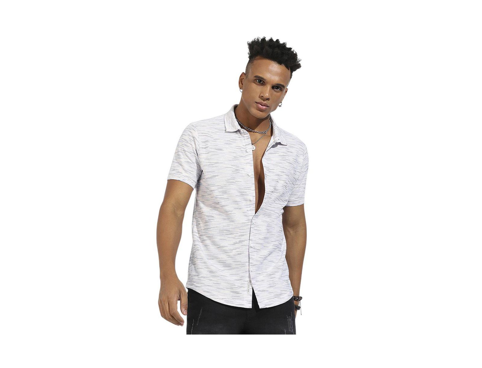 Campus Sutra Men's Honeycomb Knit Shirt