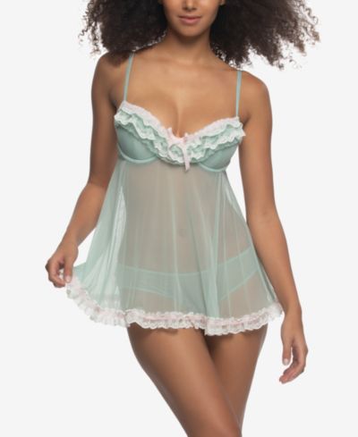 Jezebel Women's Ruffles Galore Mesh and Lace Babydoll with Hipster