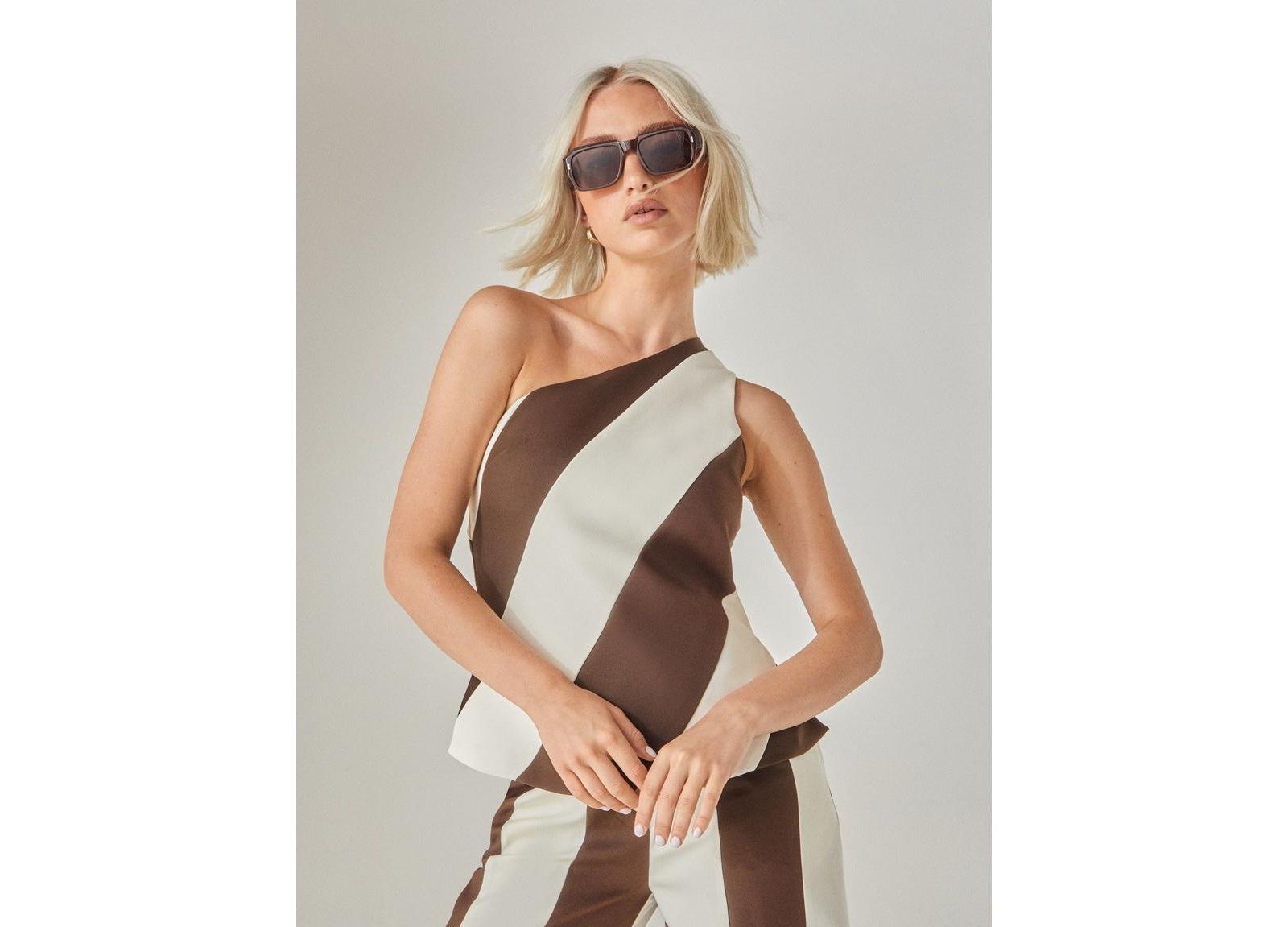 Nasty Gal Women's Stripe Tailored One Shoulder Top