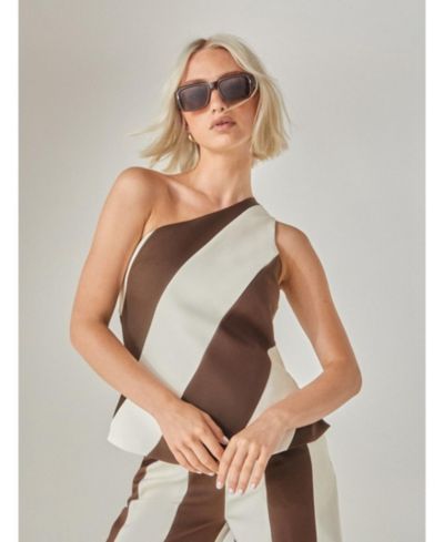 Nasty Gal Women's Stripe Tailored One Shoulder Top