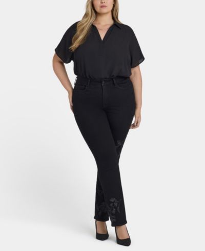Джинсы NYDJ Marilyn Straight с вышивкой, Plus Size