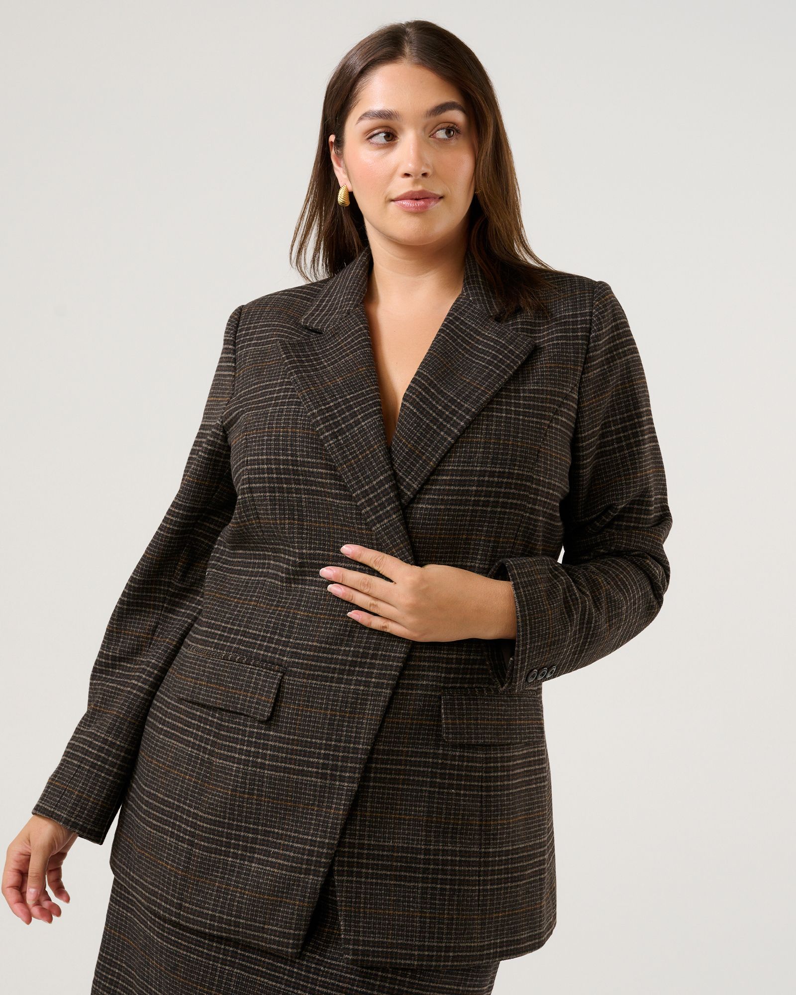 ESTELLE Women's Noel Check One-Button Blazer Jacket