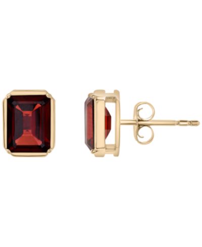Серьги-гвоздики Macy's Garnet в 14k Yellow Gold