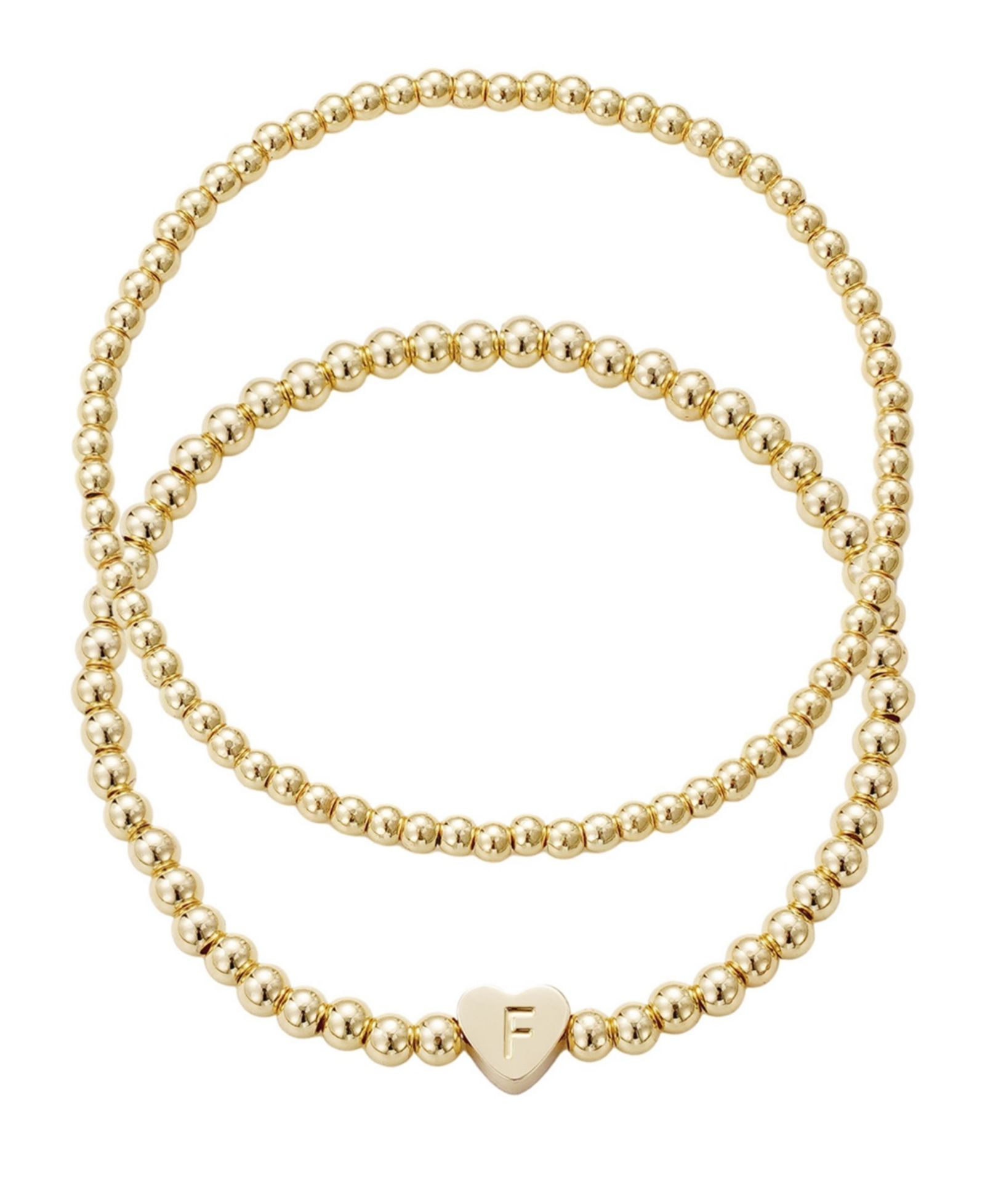 ADORNIA Gold Ball Bead Initial Bracelet Set