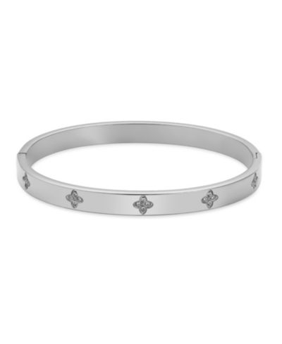 Серебряный браслет ADORNIA с покрытием Silver Plated Pave Clover Cuff
