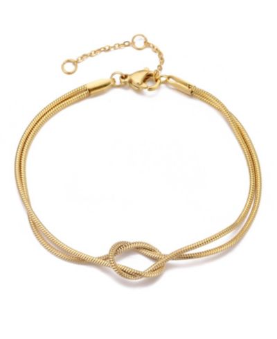ADORNIA Tarnish Resistant Gold Plated Knotted Rope Chain Bracelet